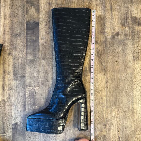 L’intervalle Yaroslav Croco Boots Nior Platform Pointy Toe Knee-High Spain Sz 39 - Picture 12 of 13